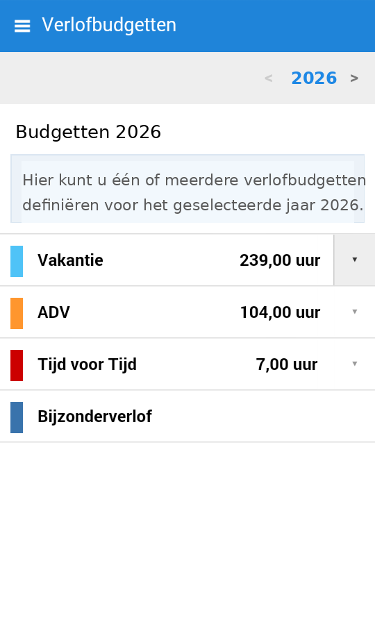 Verlofbudgetten MijnVerlofdagen app
